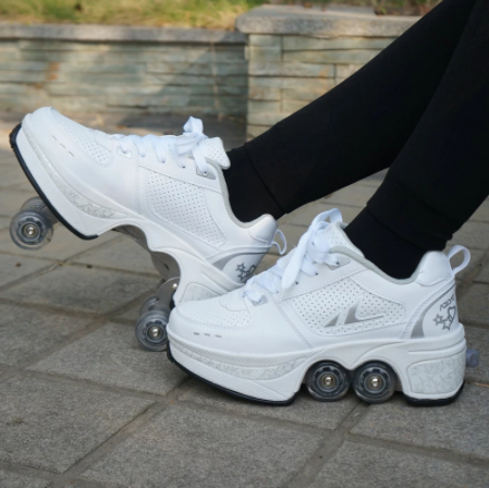 Four wheeled tiktok shoes for men and women pulley