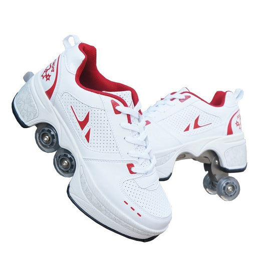 Four wheeled tiktok shoes for men and women pulley