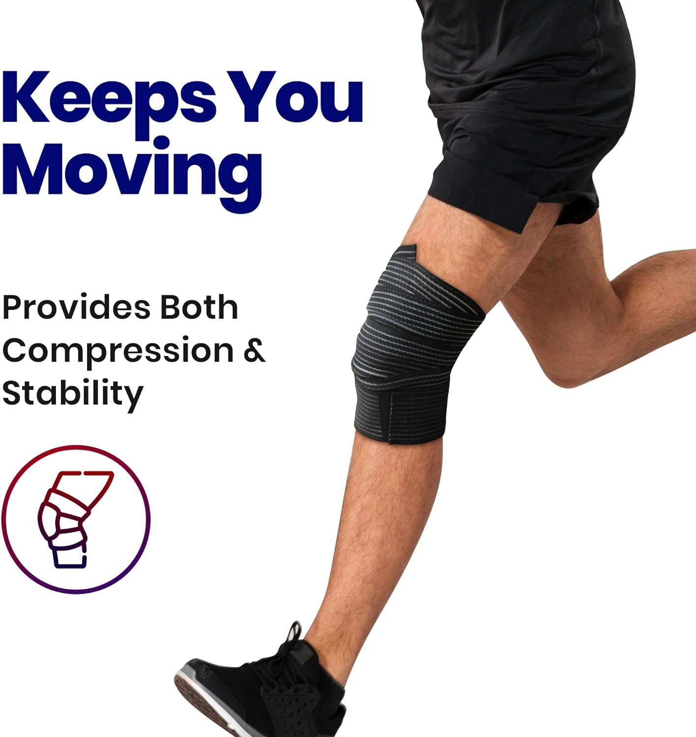 Elastic Knee Compression Sleeve Bandage Wraps I Knee Support Straps for Legs, Thighs, Hamstrings Ankle & Elbow Joints Reduce Swelling I Lymphatic Relief & Elastic Bandage for Women & Men (Med 71 Inch)