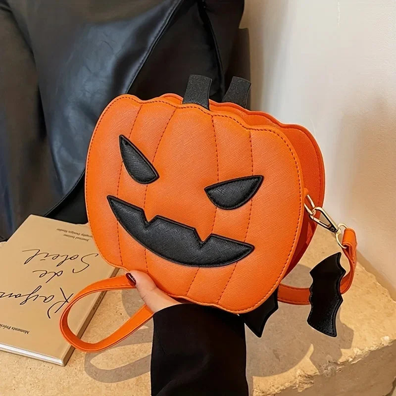 Enchanting Halloween Pumpkin Bag Devilish Style with Ghost Skull Accent Fashion Purse for Women & Girls