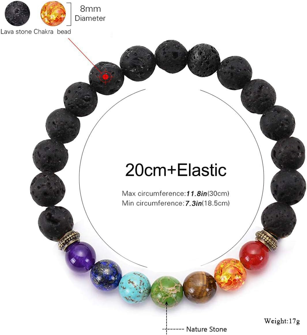 2-14 Pcs 8Mm Lava Stone Bracelet for Women Men 7 Chakra Aromatherapy Essential Oil Diffuser Bracelet Natural Stone Beads Yoga Bracelet