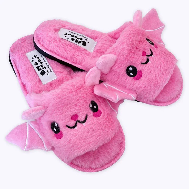 Halloween Shoes Cute Bat Slippers With Wings Winter Warm Home Slippers Women Men