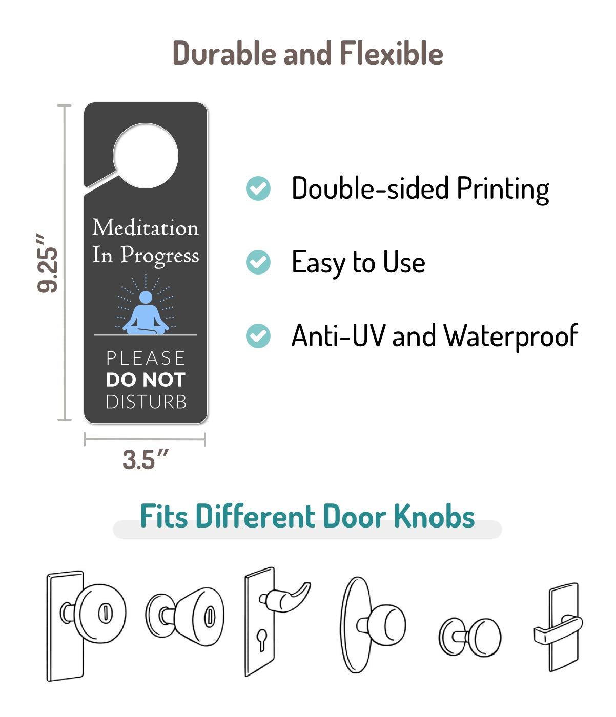 Meditation Sign for Door, 2 Pack (Printed on Both Sides), 9.3″X3.5″ PVC Plastic, Meditation Sign, Meditation Door Hanger, Meditation Decor, Do Not Disturb Sign, Meditation Decor for Room