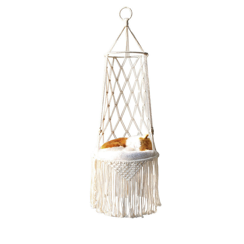 Macrame Hanging Pet Bed Macrame Cat Hammock Wall Hanging